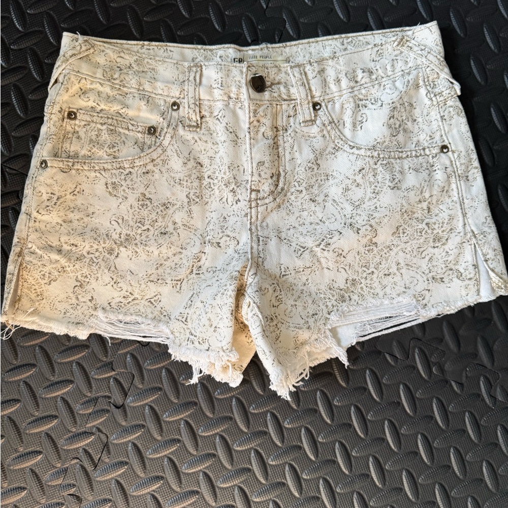 Free People White Lace Jean Shorts
